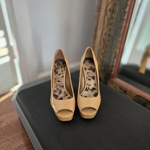 Sam Edelman Tan Peep-Toe Heels